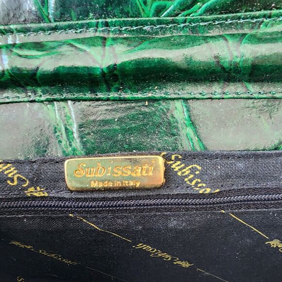 Subissati Green Leather Crossbody Croc Embossed Made in Italy READ DESCRIPTION - Picture 12 of 16